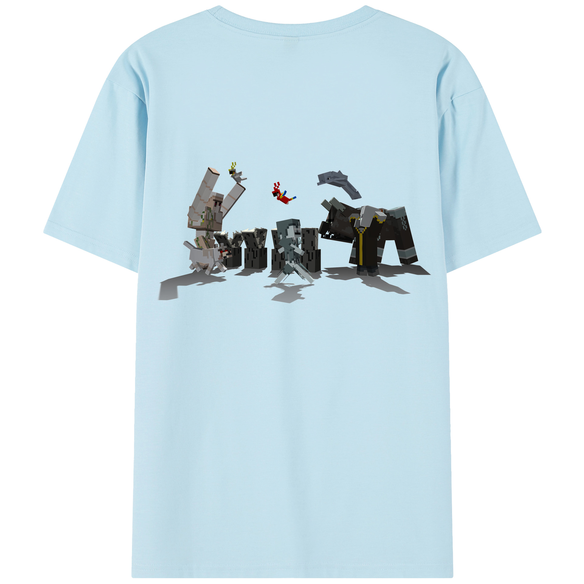 （画像用） マインクラフト ブロックの世界 Minecraft MC Block world 綿100％半袖Tシャツ（背面プリント）